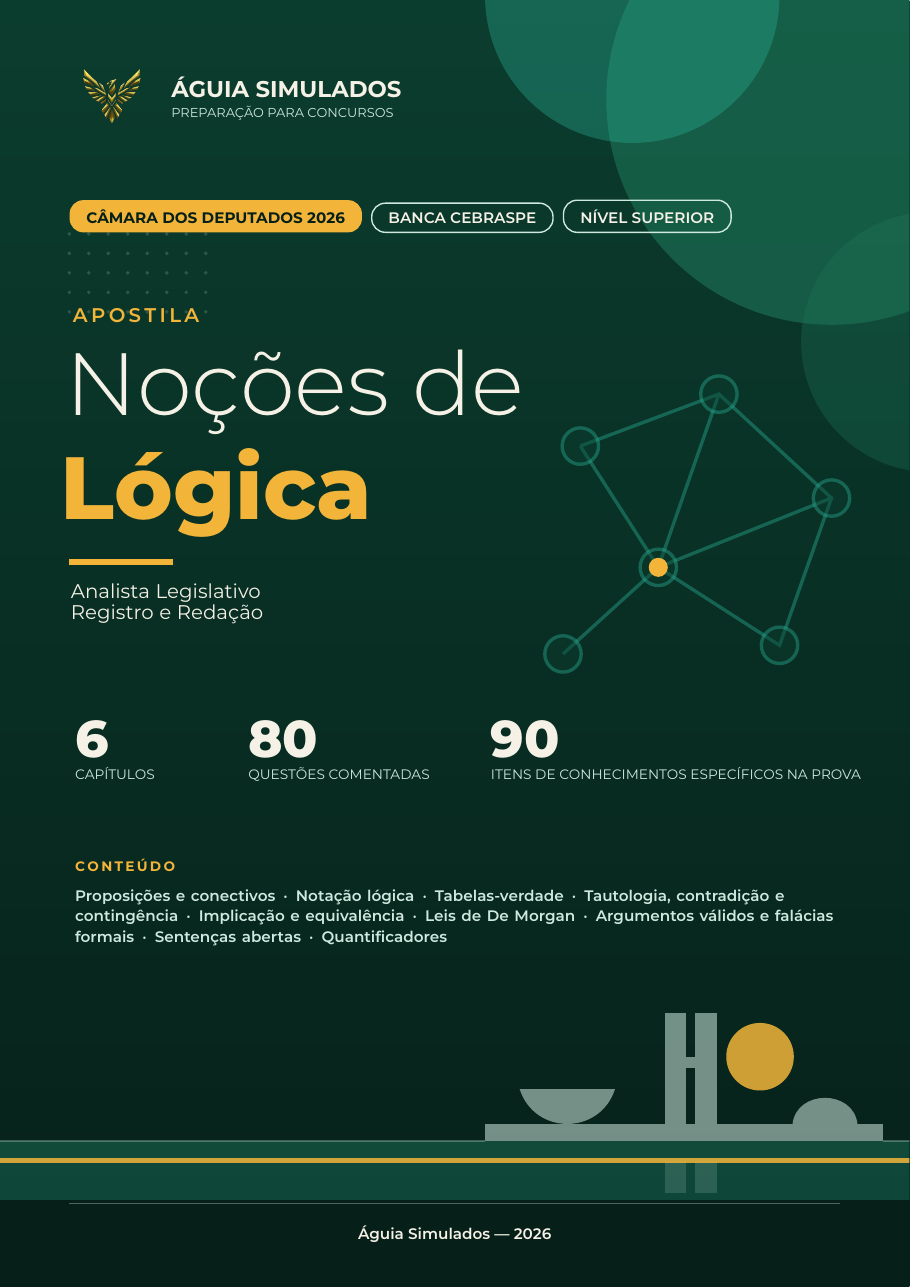 Capa da Apostila de Noções de Lógica — Câmara dos Deputados 2026