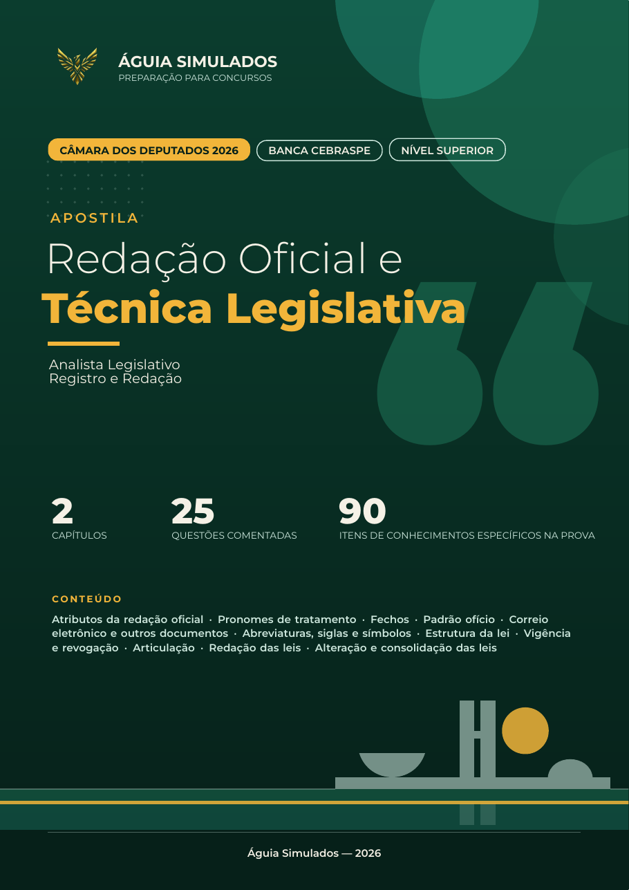 Capa da Apostila de Redação Oficial e Técnica Legislativa — Câmara dos Deputados 2026