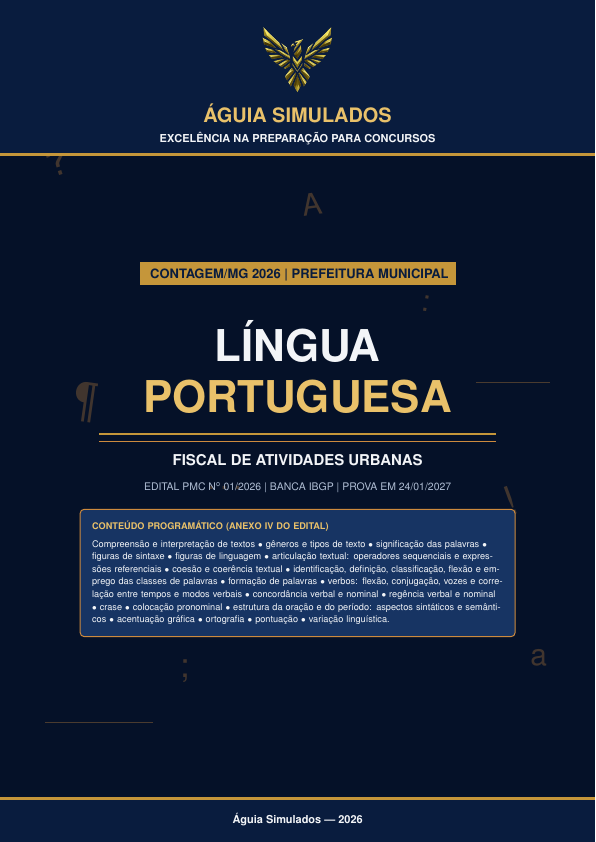 Apostila de Língua Portuguesa – Contagem/MG 2026, Edital PMC nº 01/2026