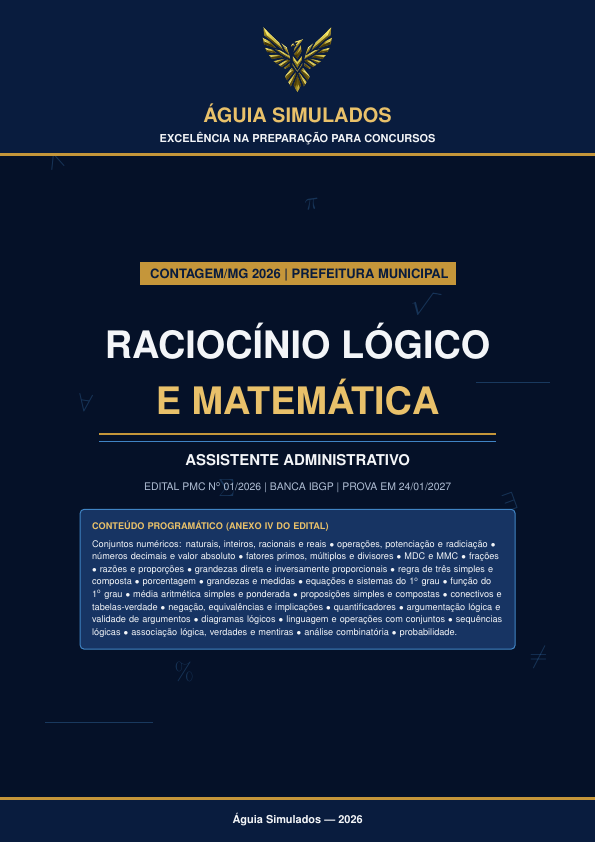 Apostila de Raciocínio Lógico e Matemática – Contagem/MG 2026, Edital PMC nº 01/2026