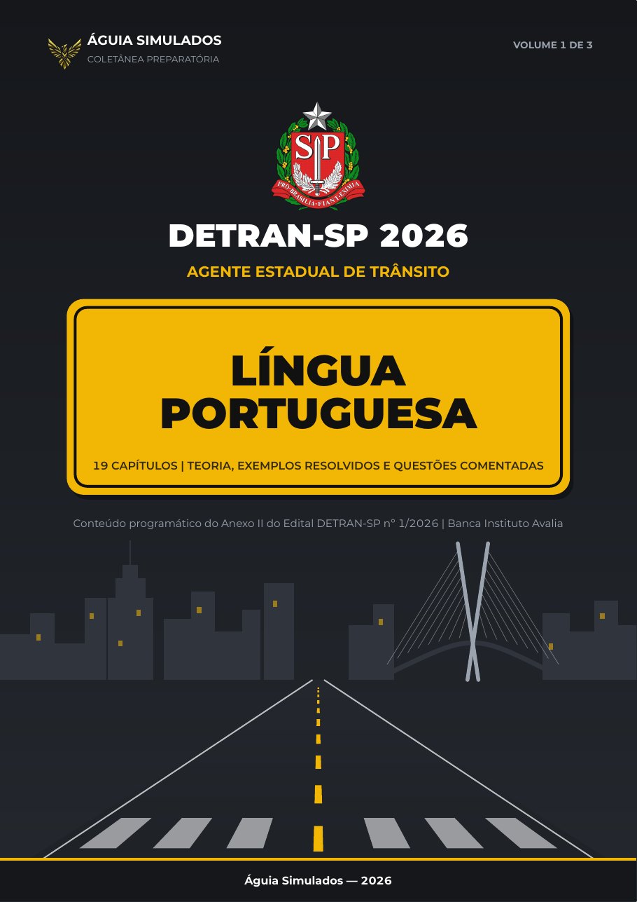 Capa do Volume 1 da coletânea, Língua Portuguesa, Agente Estadual de Trânsito DETRAN-SP 2026