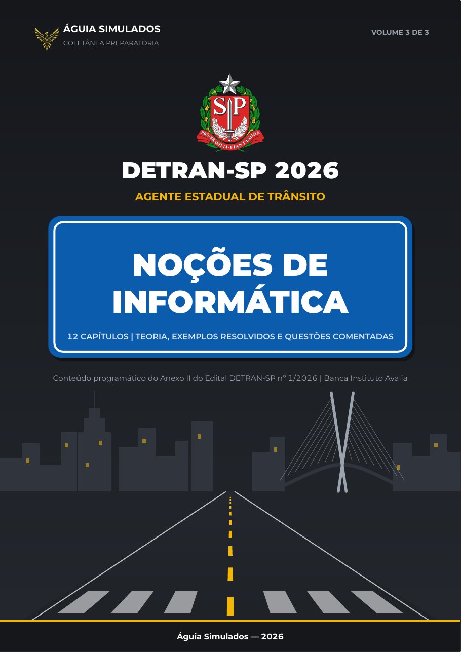 Capa do Volume 3 da coletânea, Noções de Informática, Agente Estadual de Trânsito DETRAN-SP 2026