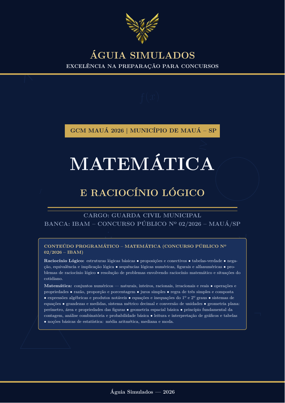 Apostila Bônus de Raciocínio Lógico e Matemática – GCM Mauá/SP 2026