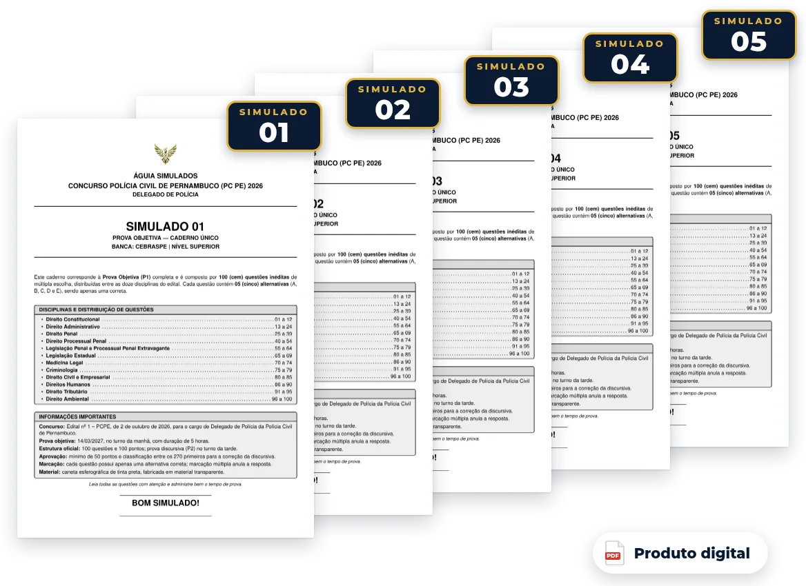Capas dos simulados do pack — PC PE 2026