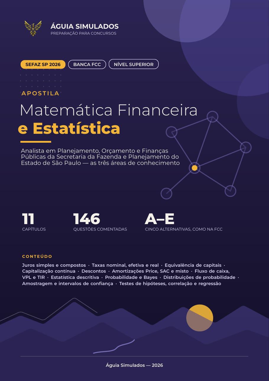 Capa da Apostila de Matemática Financeira e Estatística — SEFAZ SP 2026