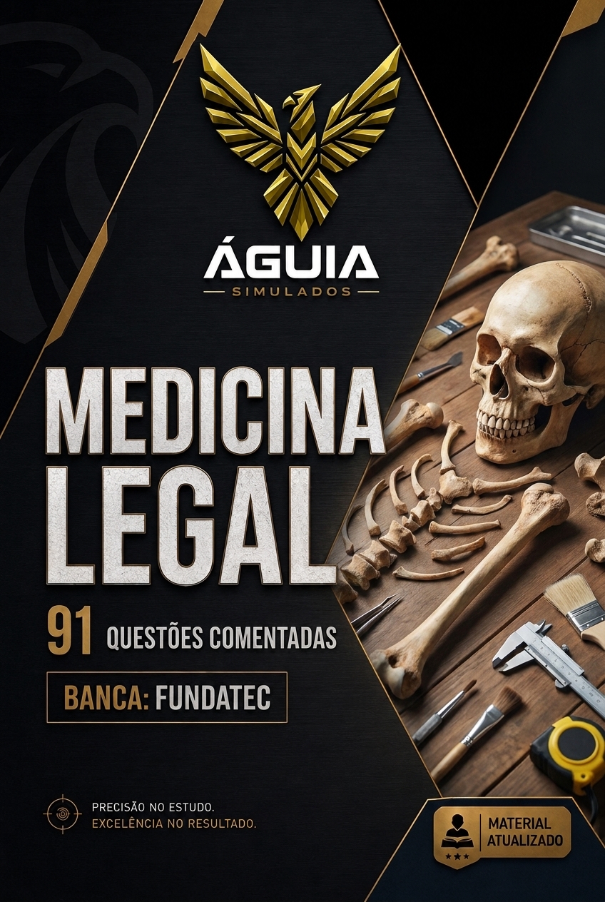Capa da apostila de questões comentadas de Medicina Legal FUNDATEC
